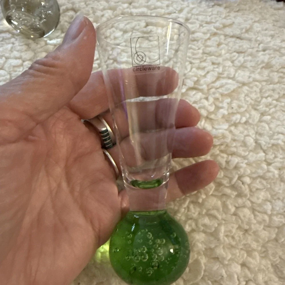 SET OF 6 Vintage Shot Glass Cordial Circleware Bubble Ball Bottom Base 4.5
